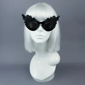 "Lestat" Black Filigree Cherub Catseye Sunglasses