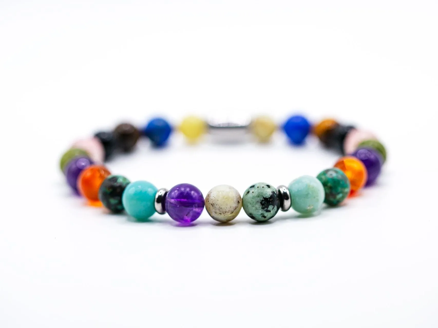 "Pantheon" 8mm Natural Gemstone Bead Bracelet, Multi-Gemstone