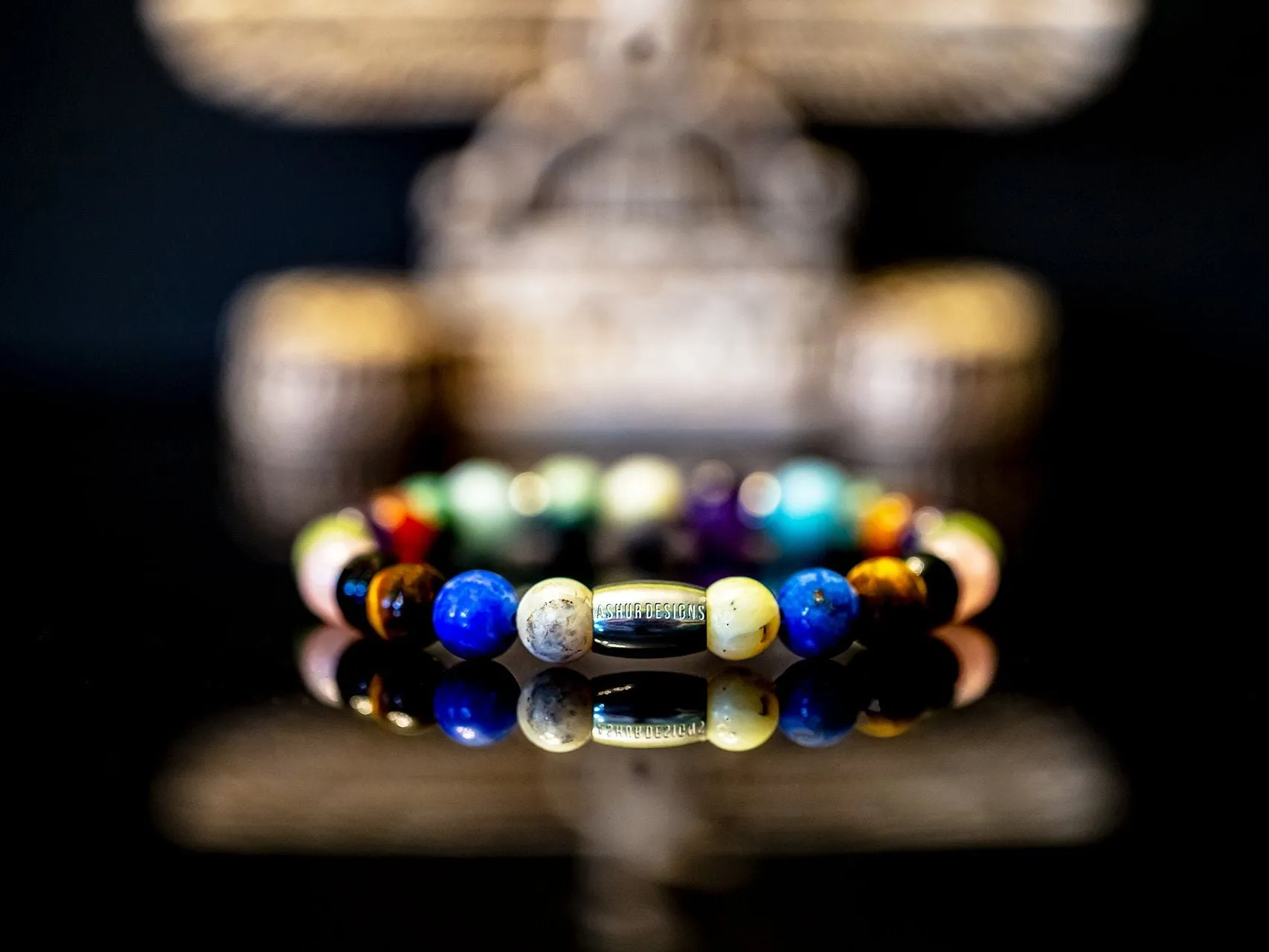 "Pantheon" 8mm Natural Gemstone Bead Bracelet, Multi-Gemstone