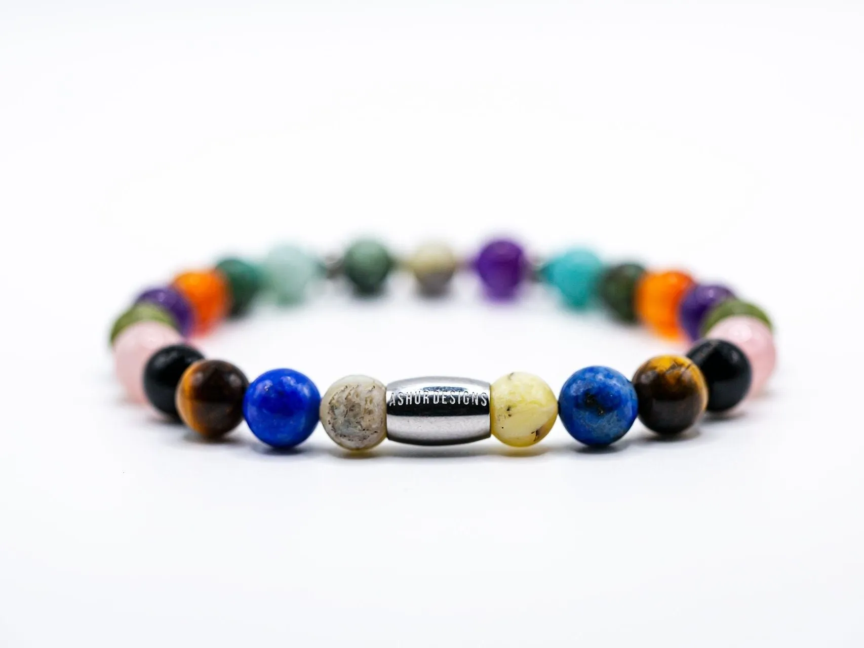 "Pantheon" 8mm Natural Gemstone Bead Bracelet, Multi-Gemstone