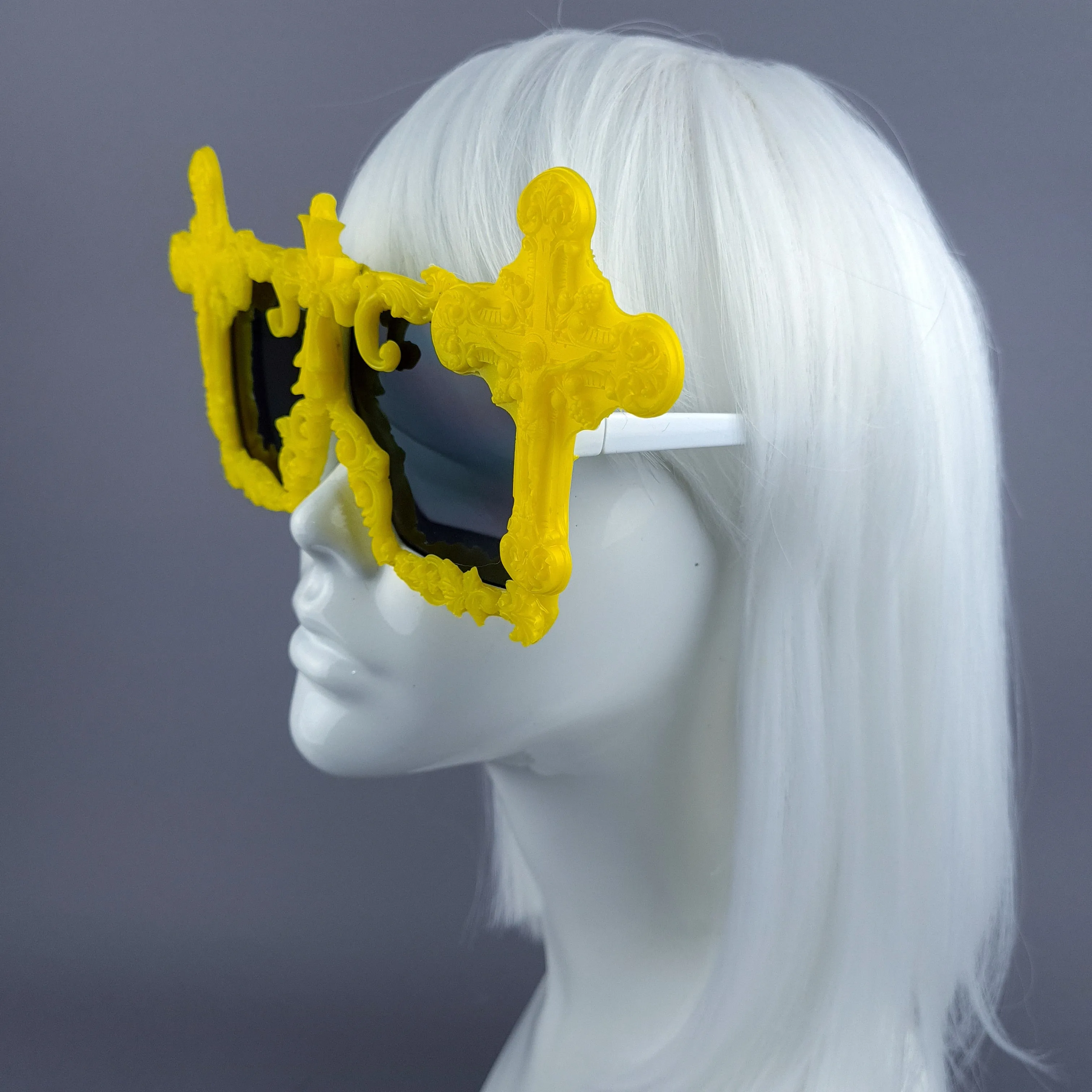 "Ritual" Yellow Crosses Filigree Unisex Sunglasses