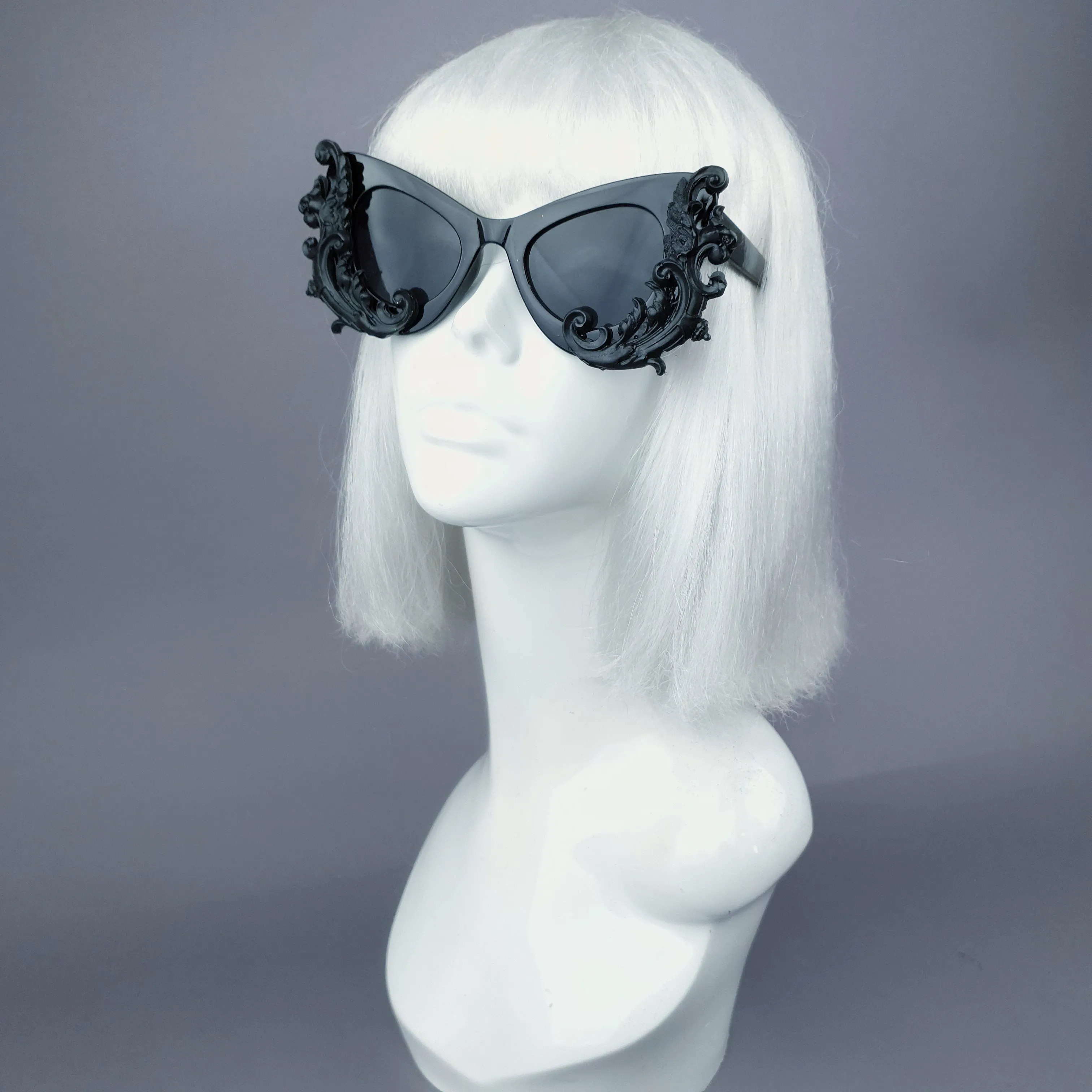 "Valencia" Black Filigree Catseye Sunglasses