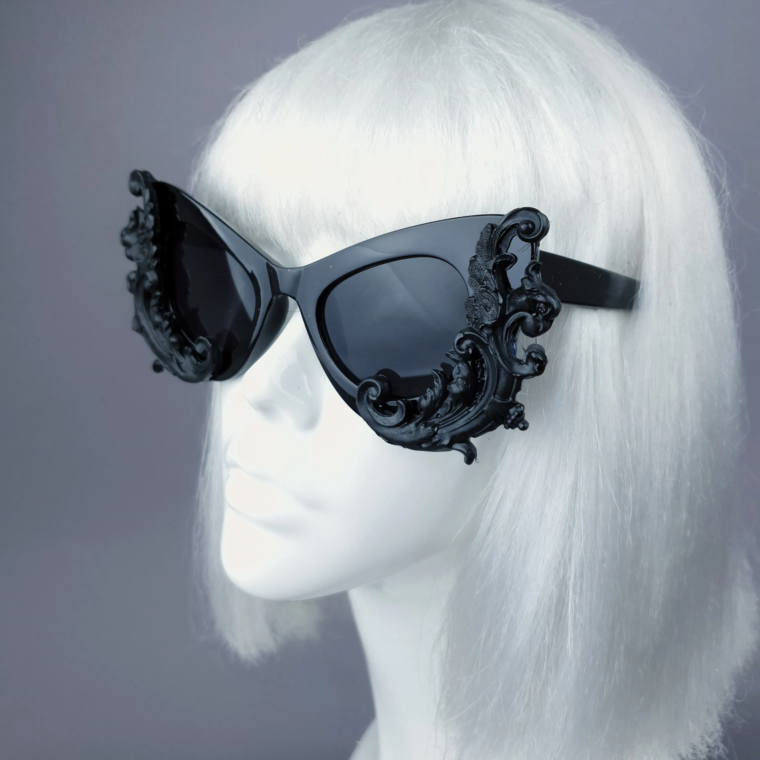 "Valencia" Black Filigree Catseye Sunglasses