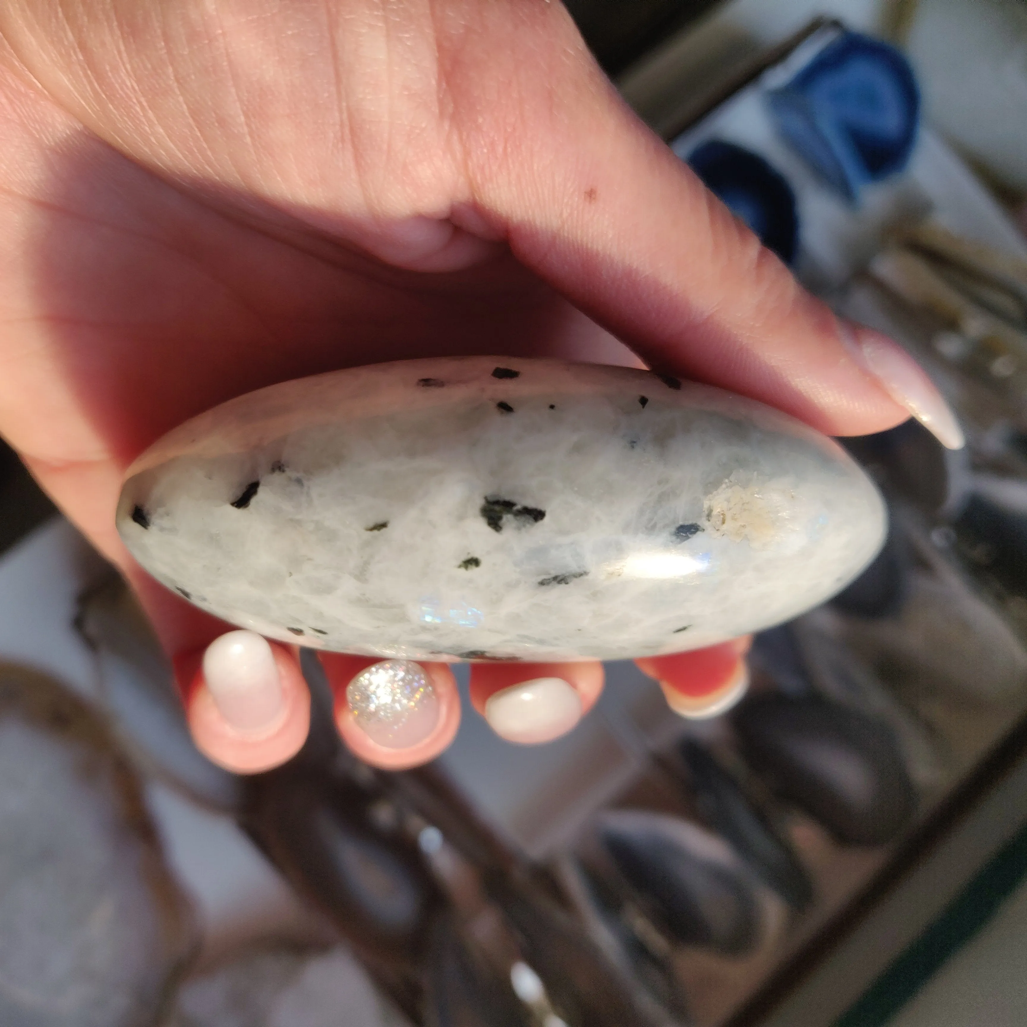 Rainbow Moonstone Palm Stone (#1)