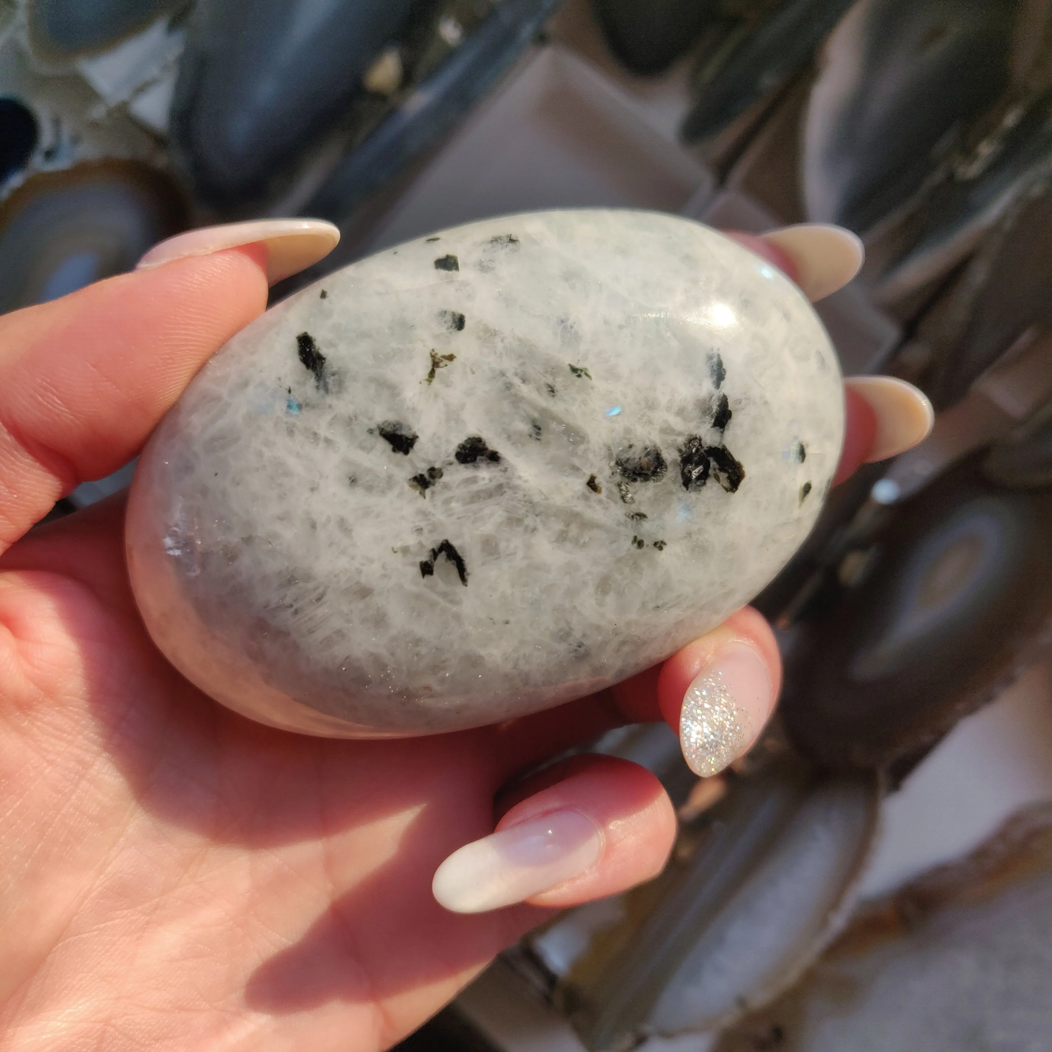 Rainbow Moonstone Palm Stone (#1)