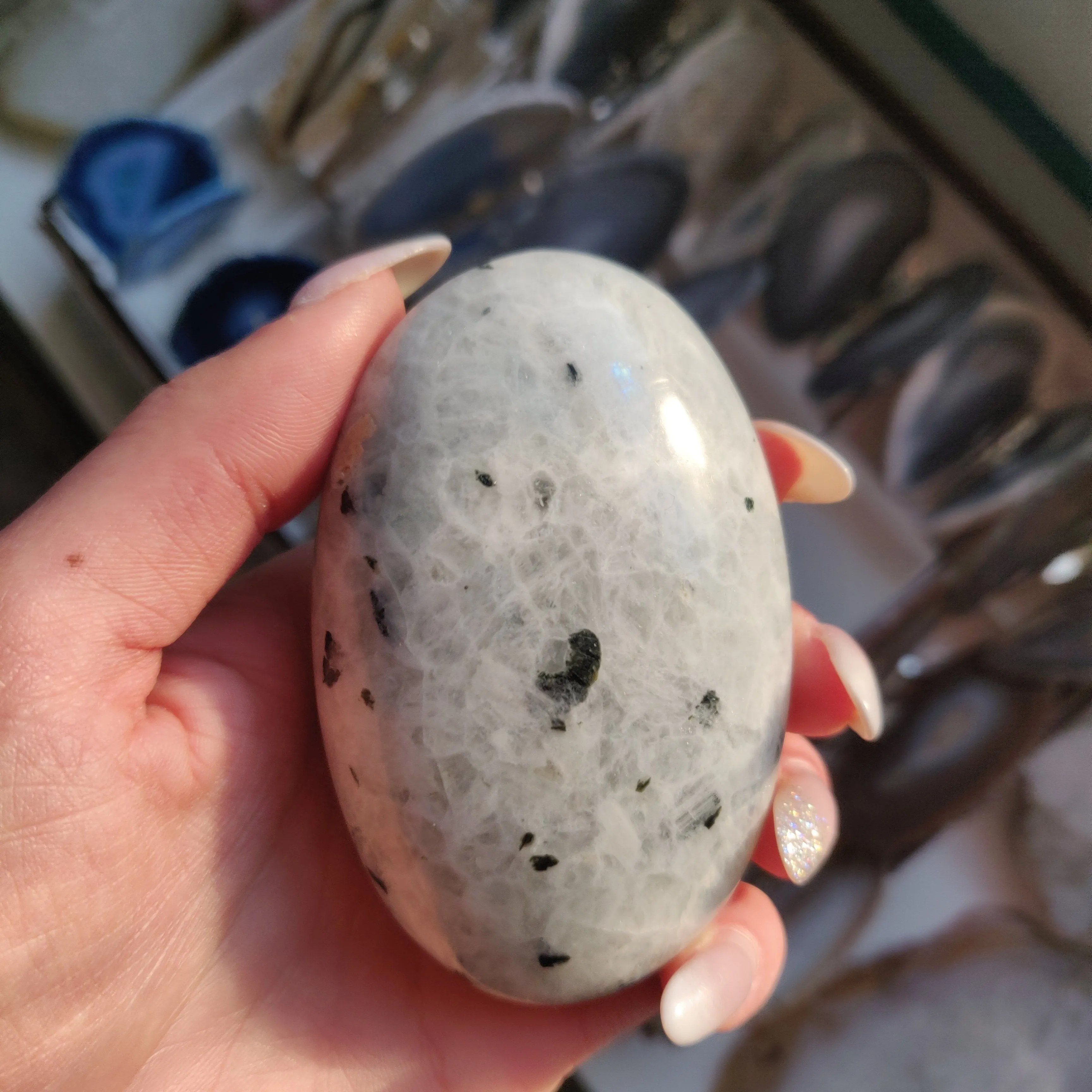 Rainbow Moonstone Palm Stone (#1)