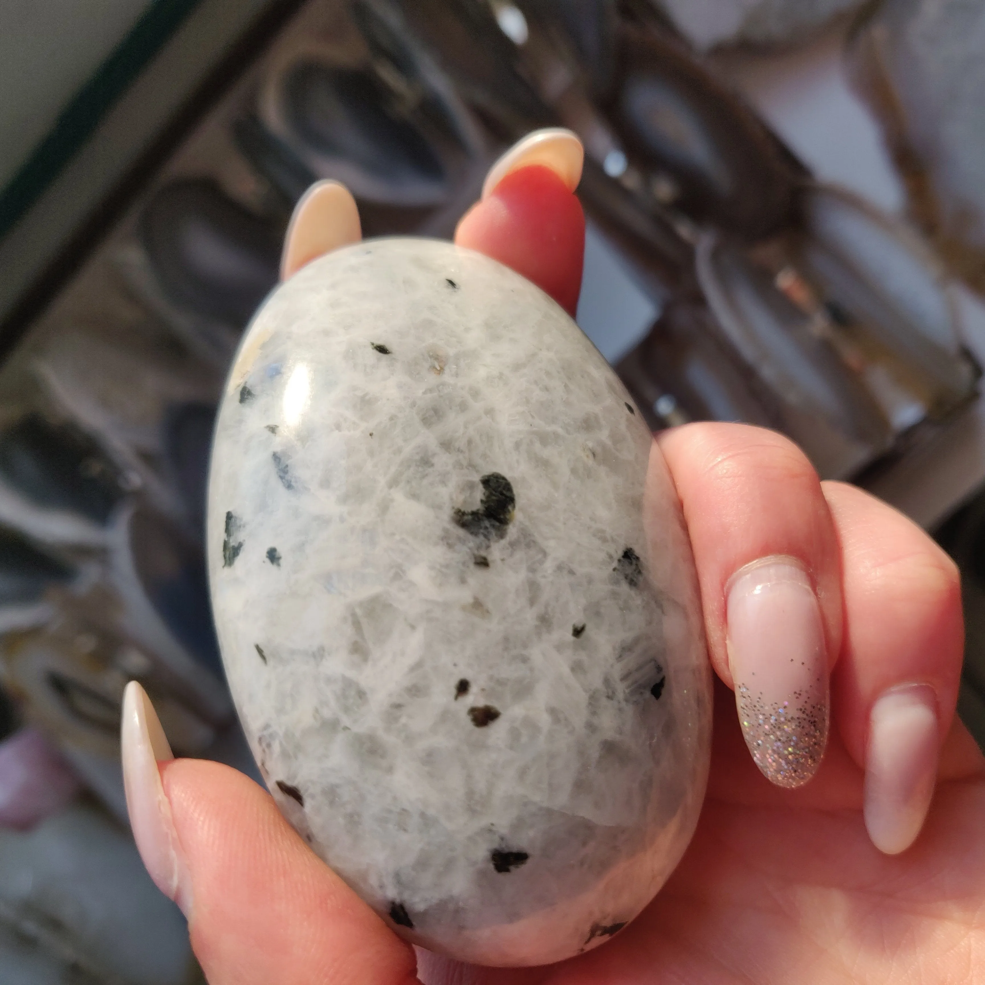 Rainbow Moonstone Palm Stone (#1)