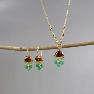 Red Green Clover Jewelry Set