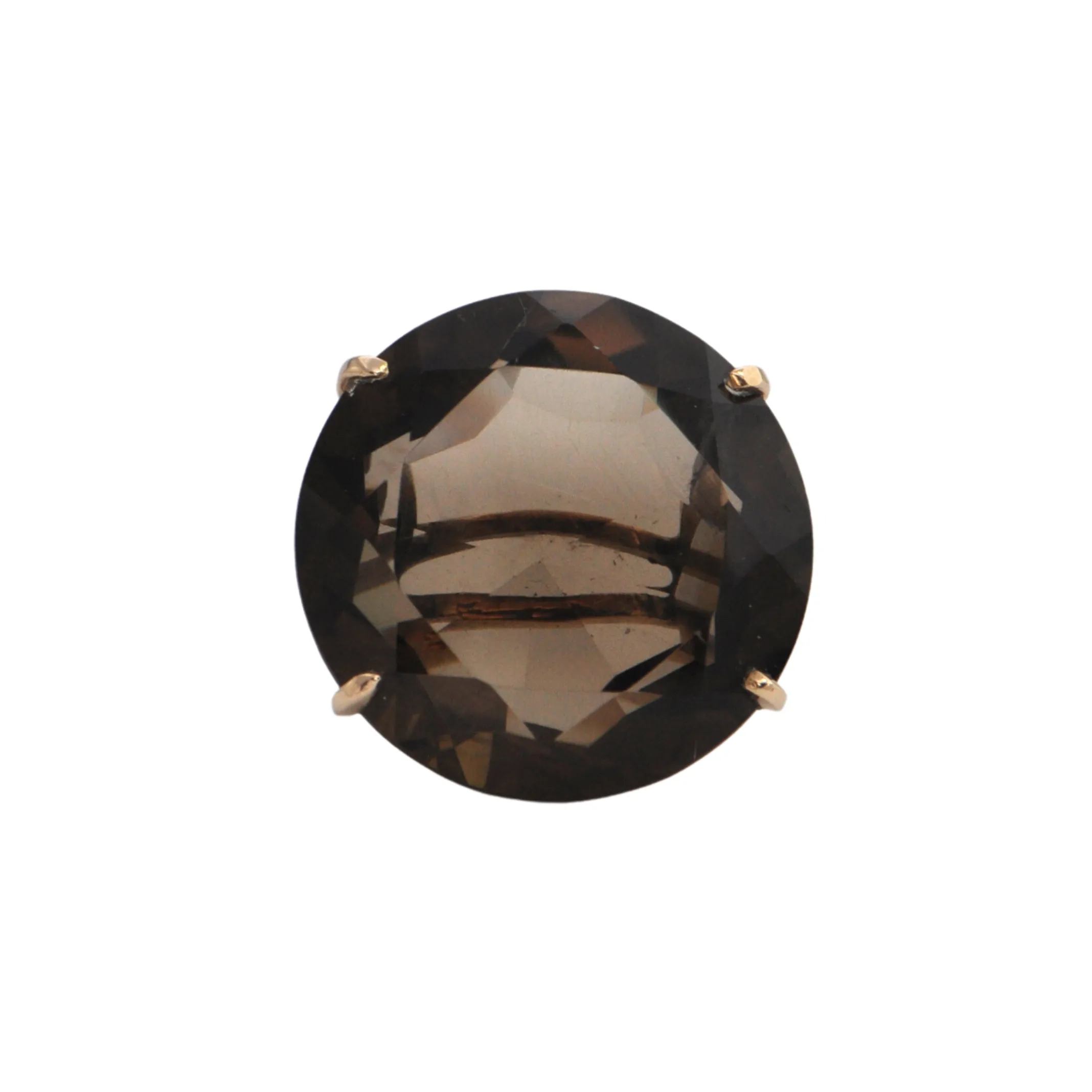 Retro 51.3CT Smoky Quartz 14k Gold Cocktail Ring