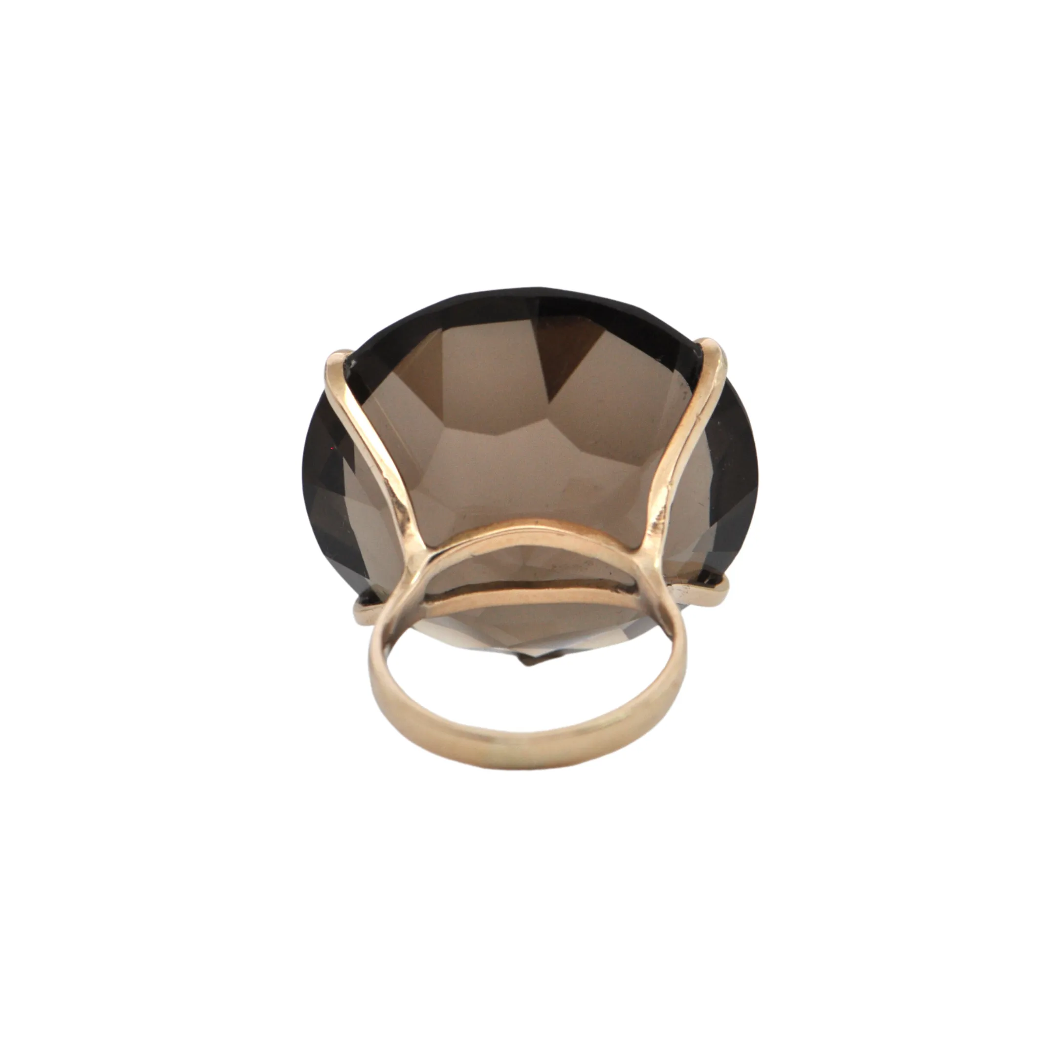Retro 51.3CT Smoky Quartz 14k Gold Cocktail Ring