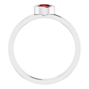 Rhodium-Plated Sterling Silver 4.5 mm Natural Mozambique Garnet Ring
