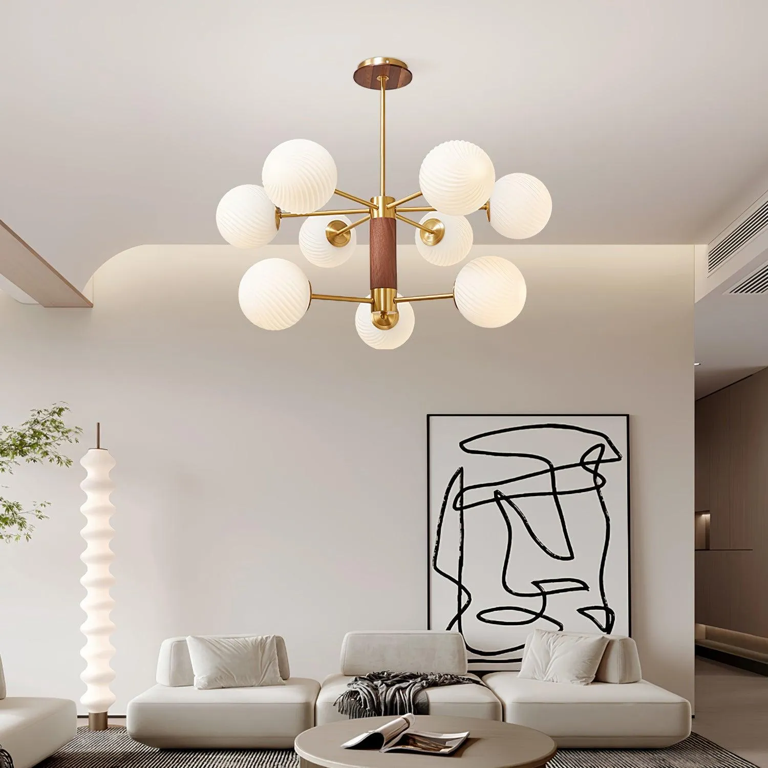 Ribbed Babble Glass Chandelier