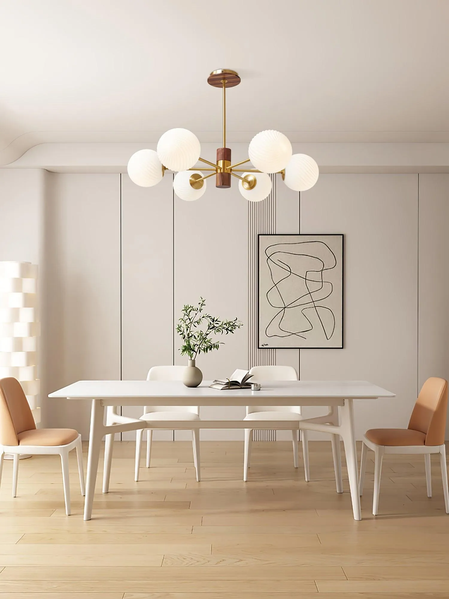 Ribbed Babble Glass Chandelier