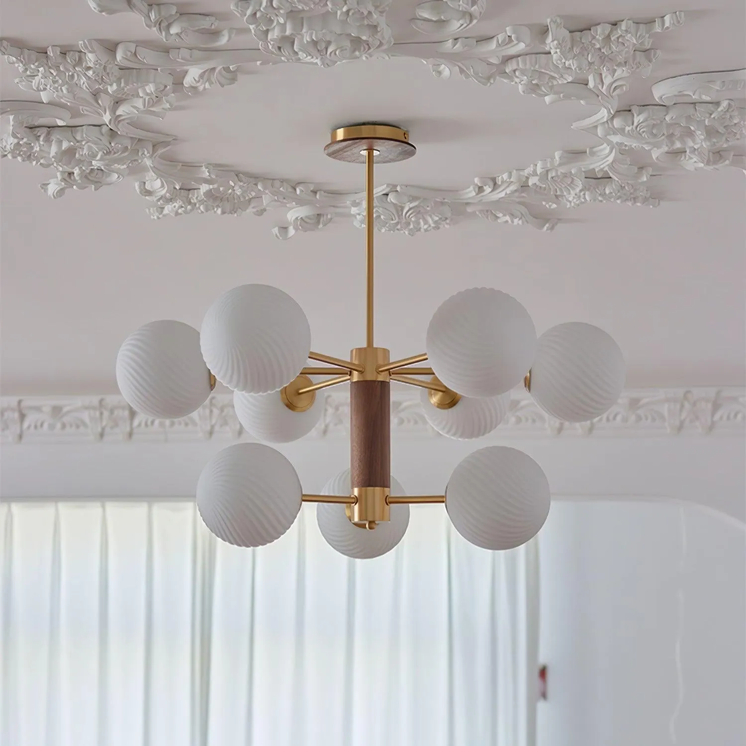 Ribbed Babble Glass Chandelier