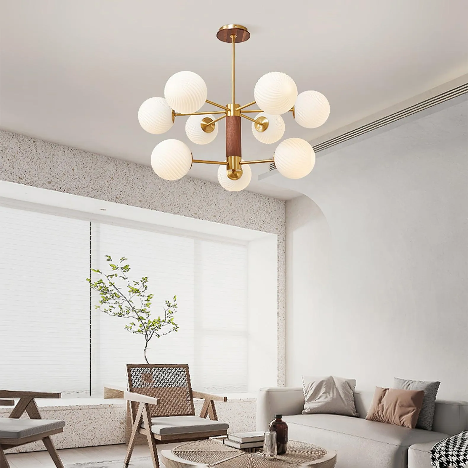 Ribbed Babble Glass Chandelier
