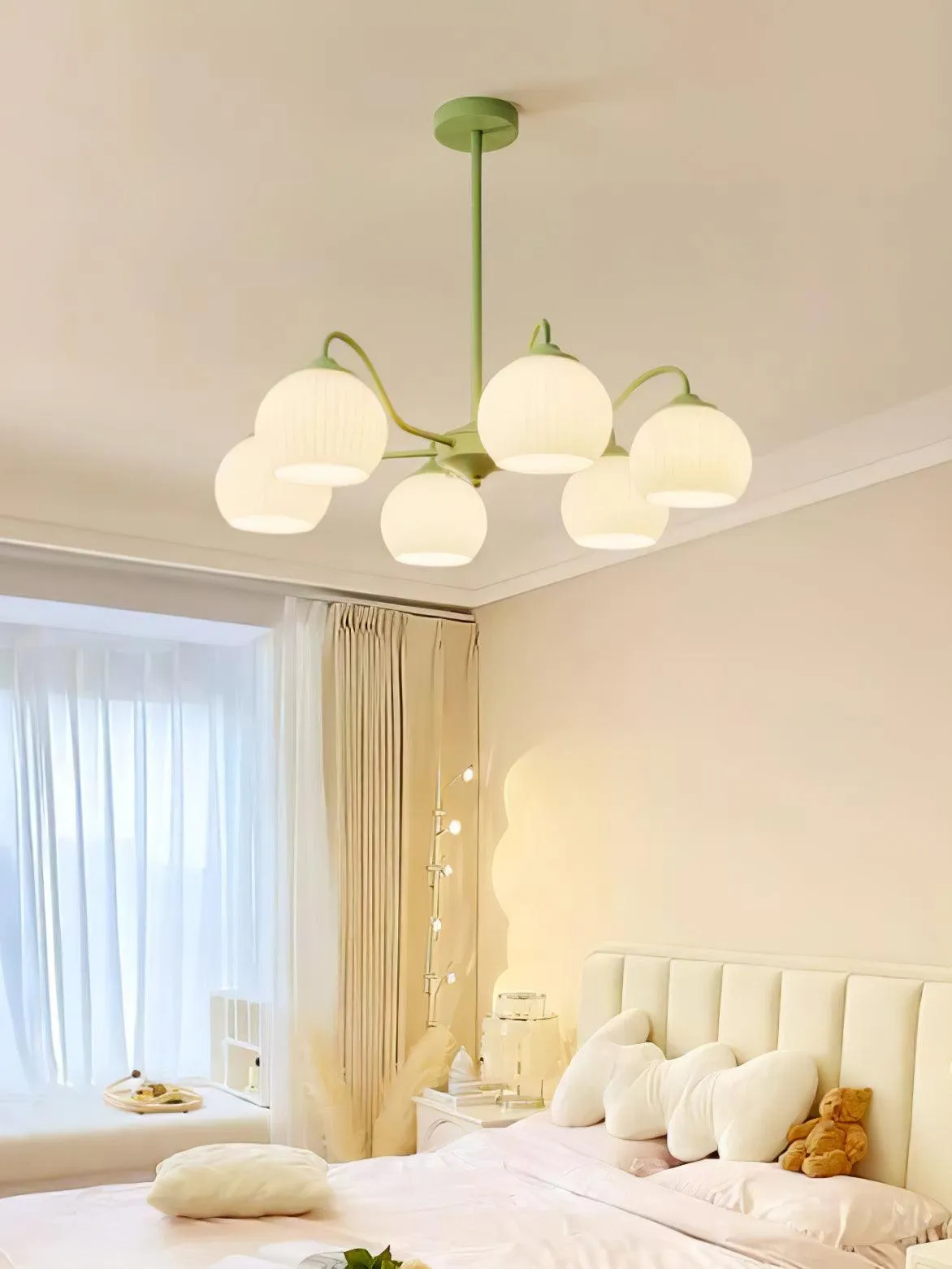 Ribbed Glass Matcha Chandelier
