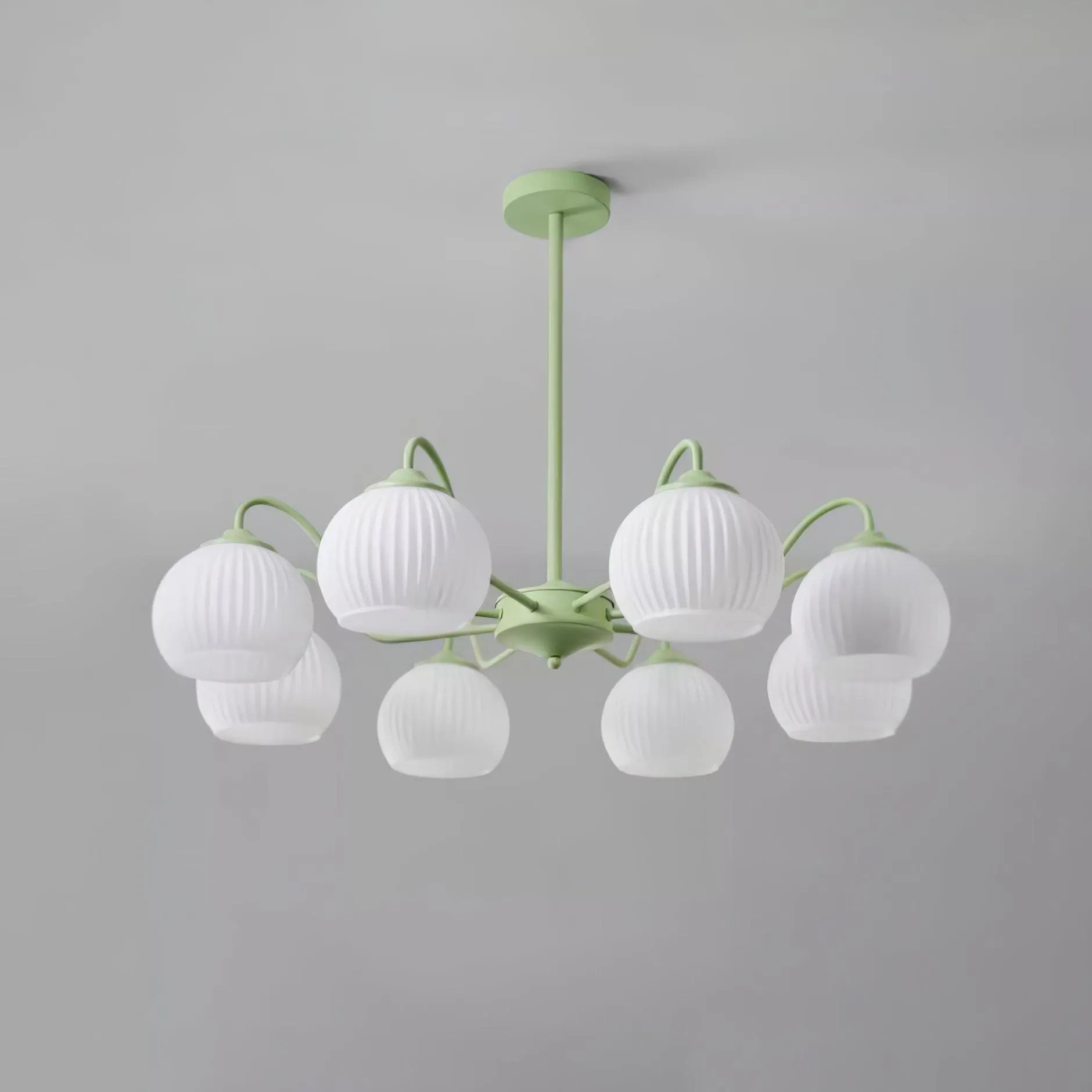 Ribbed Glass Matcha Chandelier