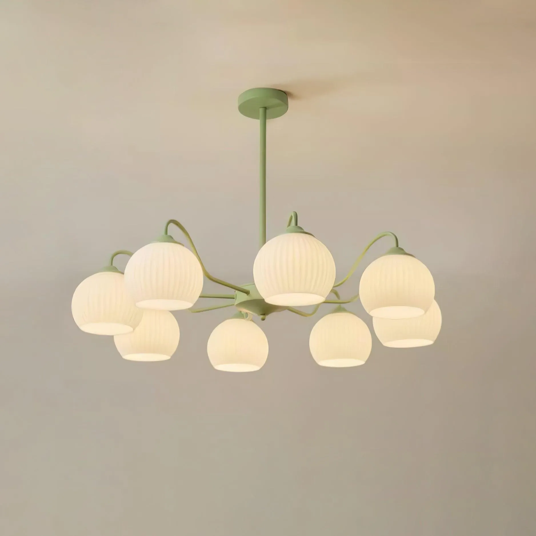 Ribbed Glass Matcha Chandelier