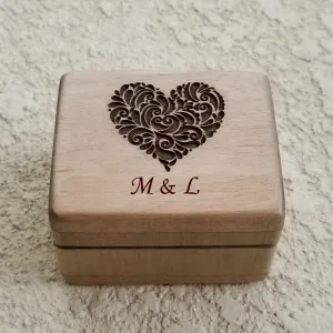 Ring box with heart, personalized, monogrammed