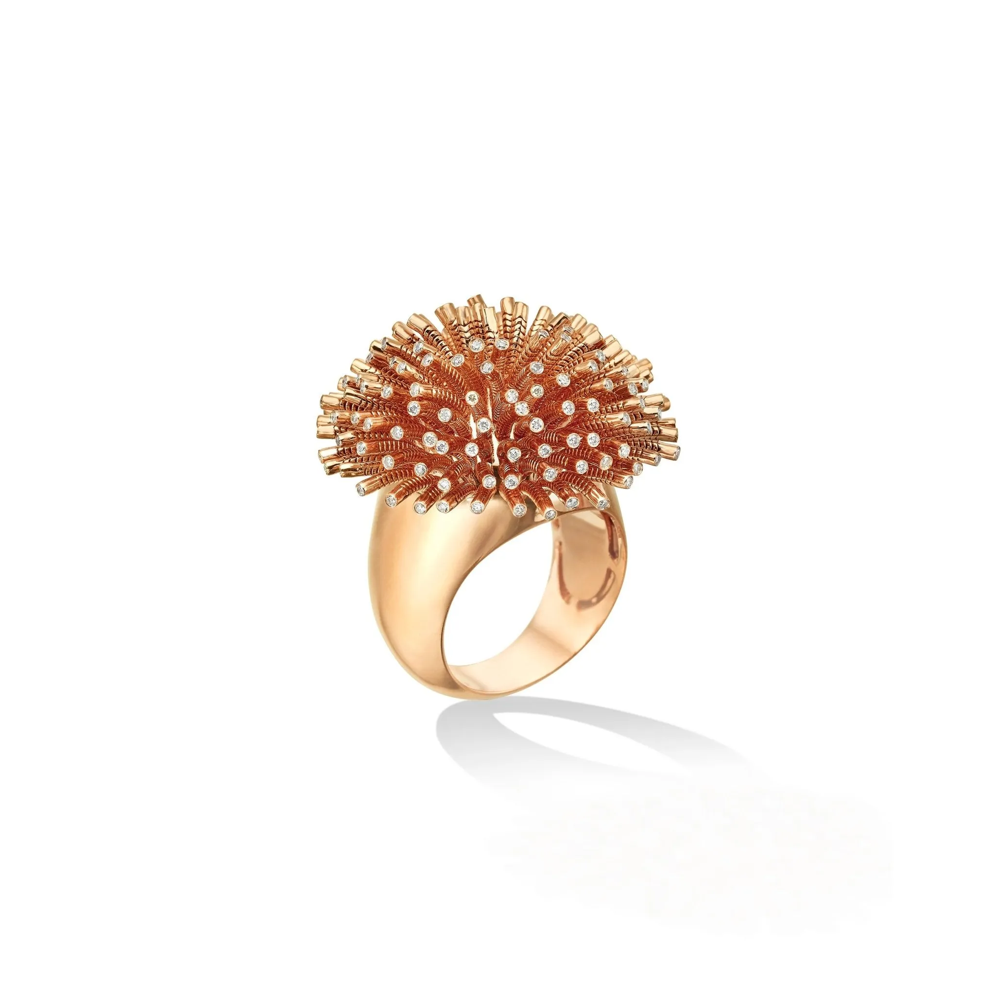 Rose Gold Fur Ring with White Diamonds