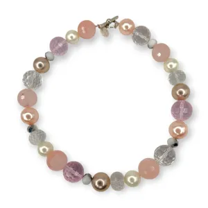 Rose Quartz Amethyst Crystal Ball Necklace