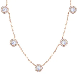 Rosie Station Necklace in Rainbow Moonstone