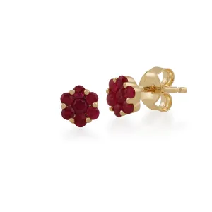 Rubin Trauben Ohrstecker in 9ct Gelb Gold