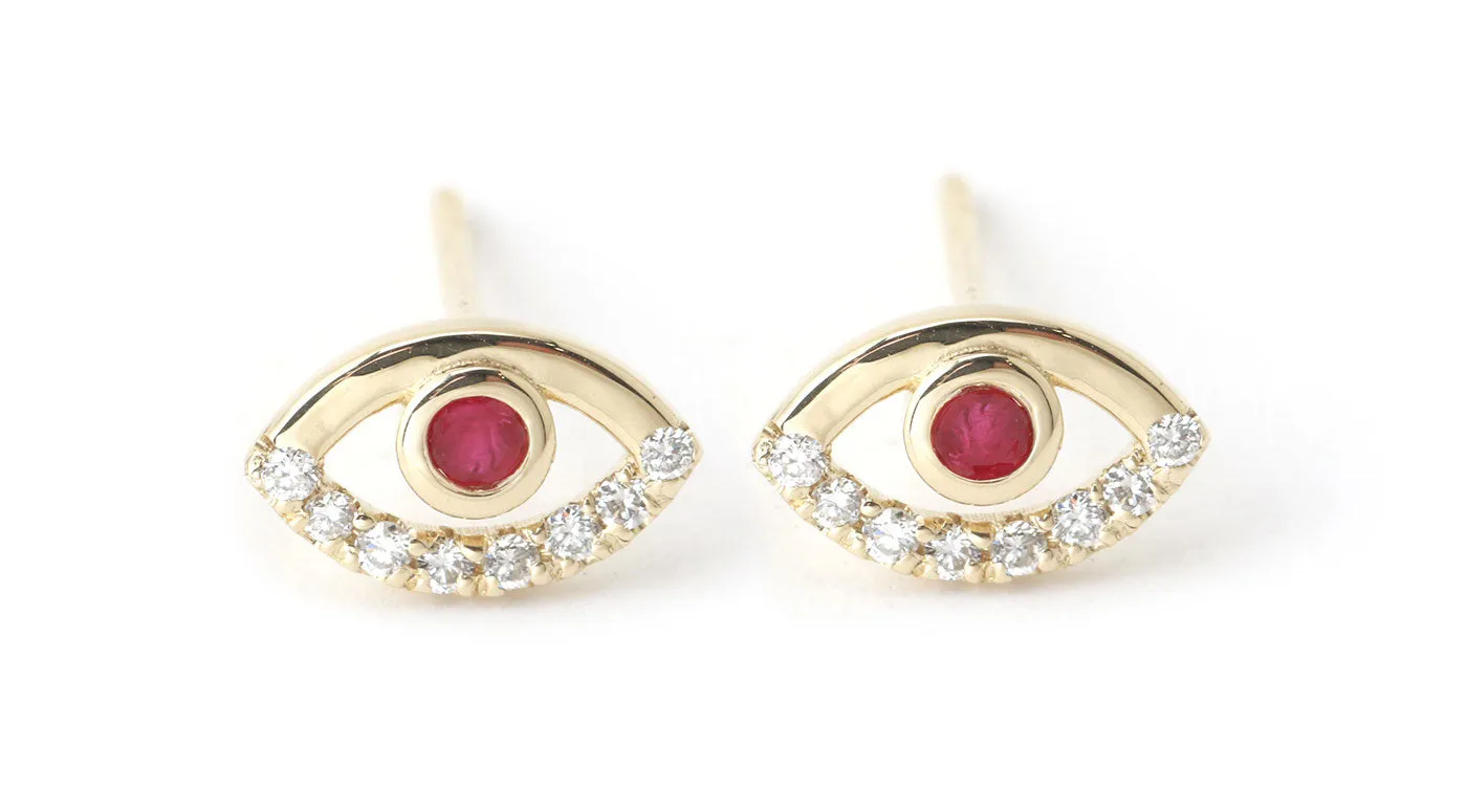 Ruby Wink Eye Stud Earrings