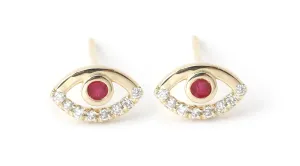 Ruby Wink Eye Stud Earrings