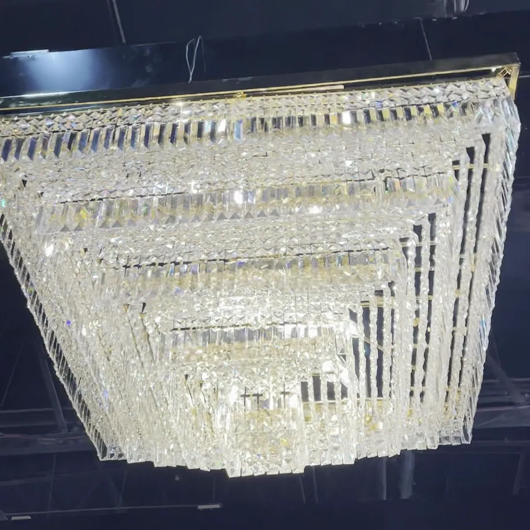 Rylight Modern Square Crystal Chandelier