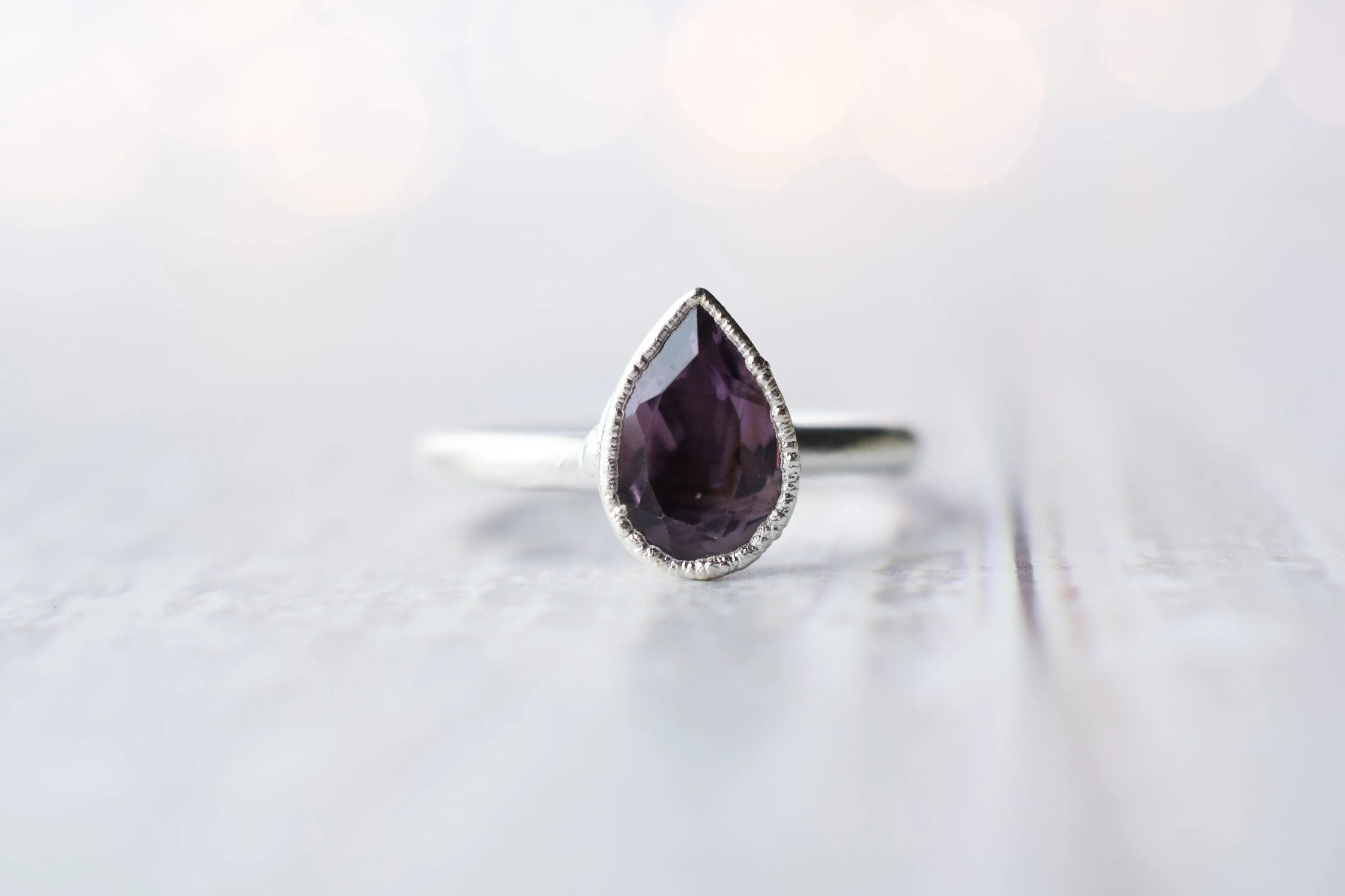SALE Silver Amethyst statement ring | Amethyst teardrop ring