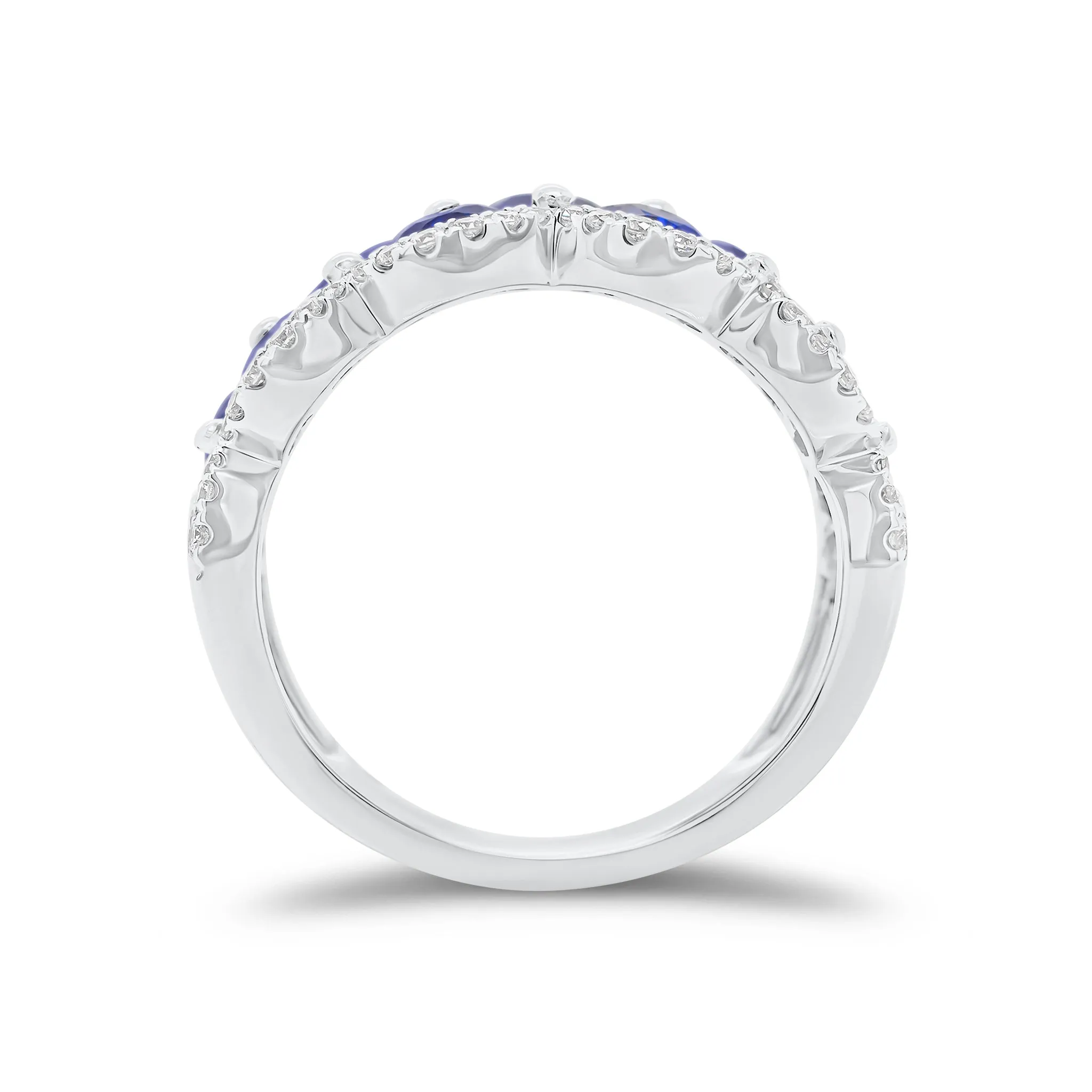 Sapphire & Diamond Scalloped Ring
