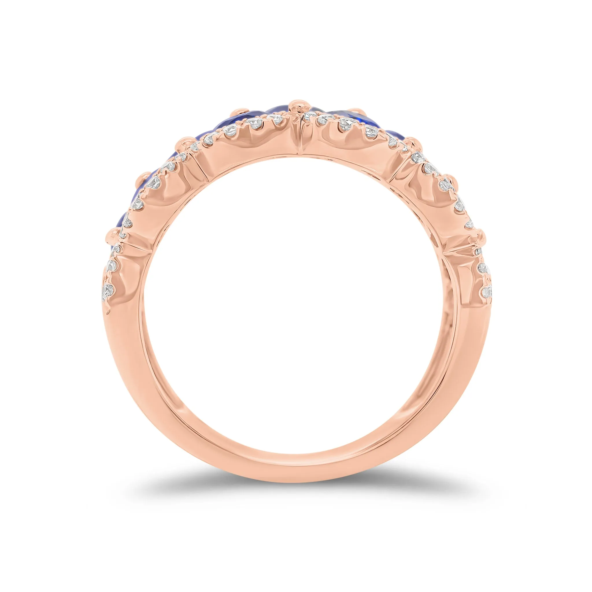 Sapphire & Diamond Scalloped Ring