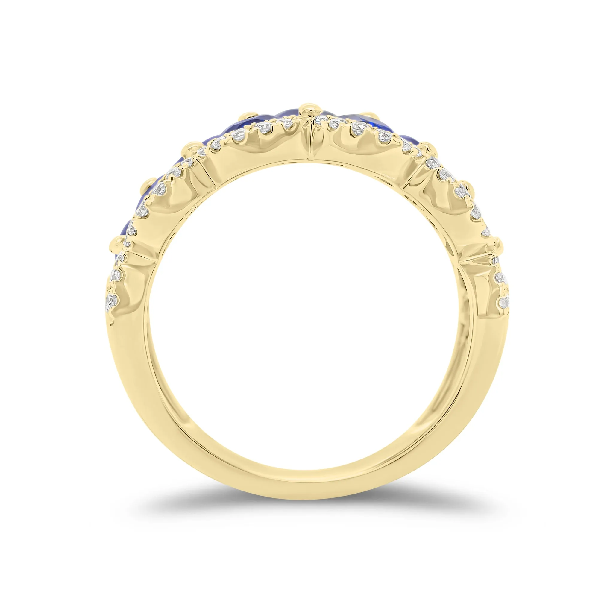 Sapphire & Diamond Scalloped Ring