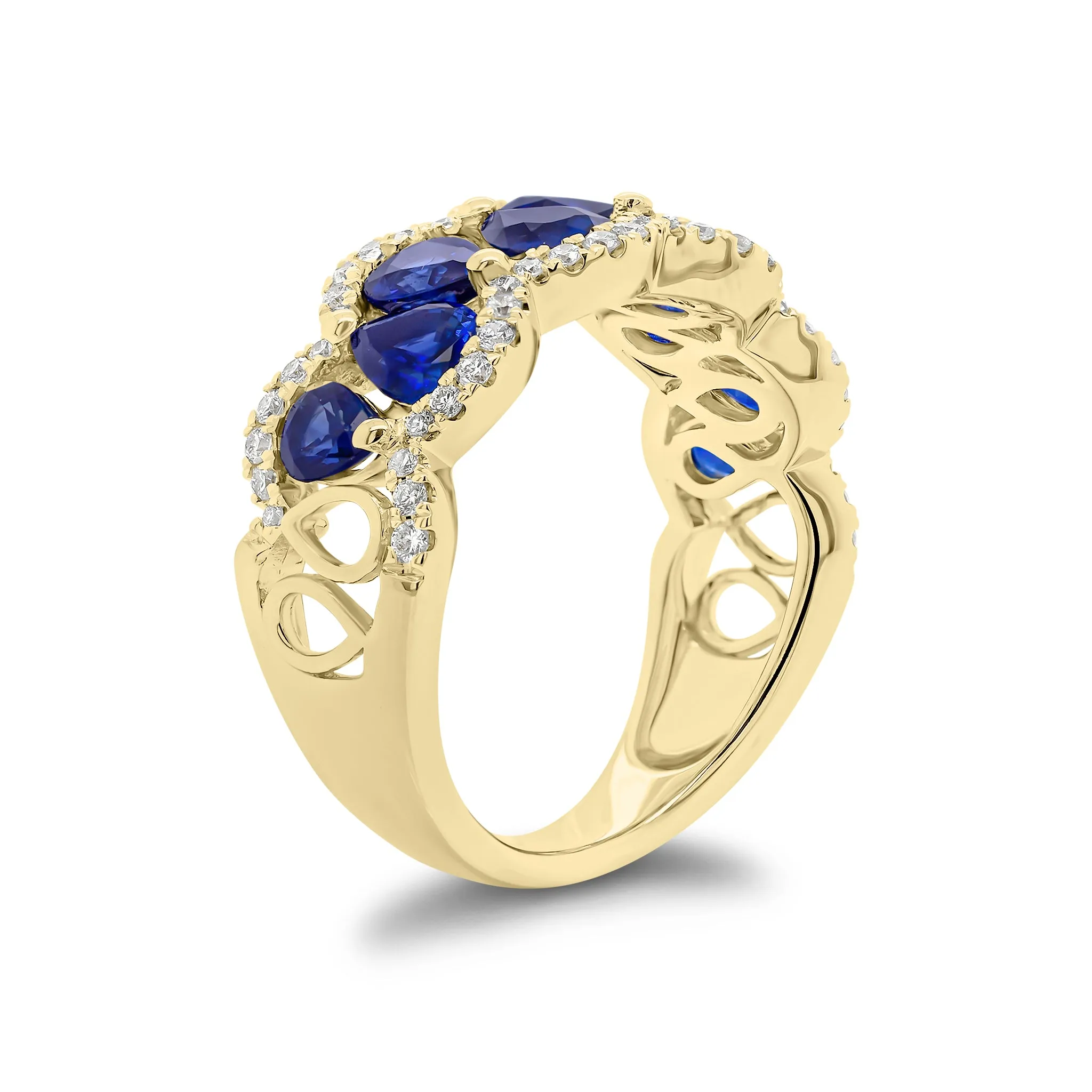 Sapphire & Diamond Scalloped Ring