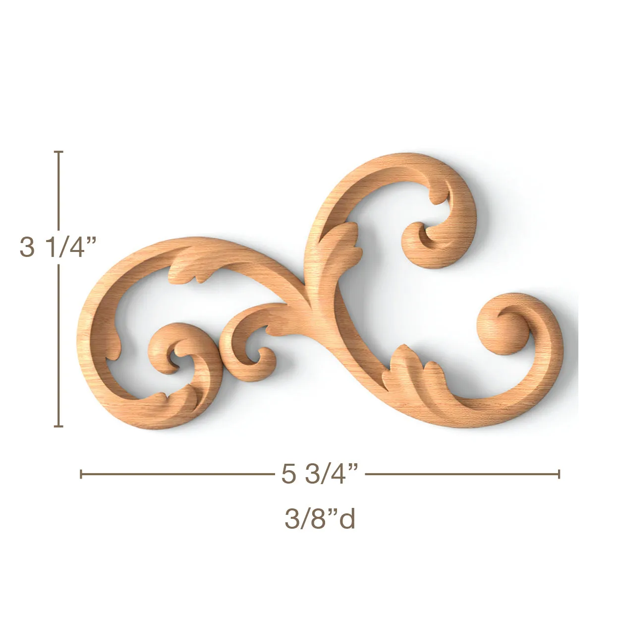 Scrolled Filigree, Left & Right Pair, 5 3/4"w x 3 1/4"h x 3/8"d