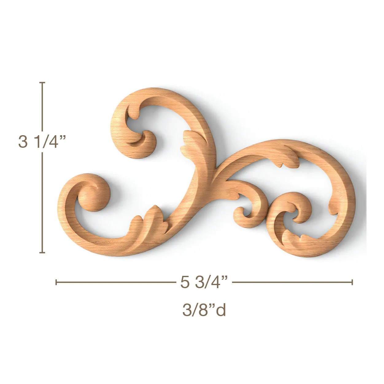 Scrolled Filigree, Left & Right Pair, 5 3/4"w x 3 1/4"h x 3/8"d
