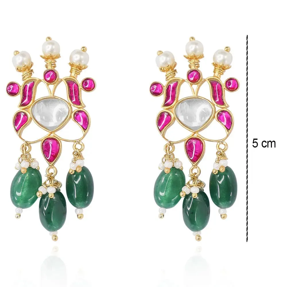 Silver 92.5 Kundan Stone Silver Earrings
