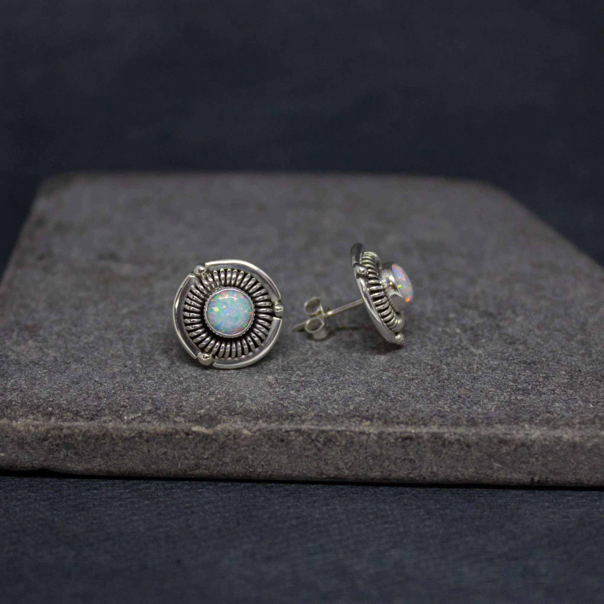 Silver Detailed Flores Stud Earrings