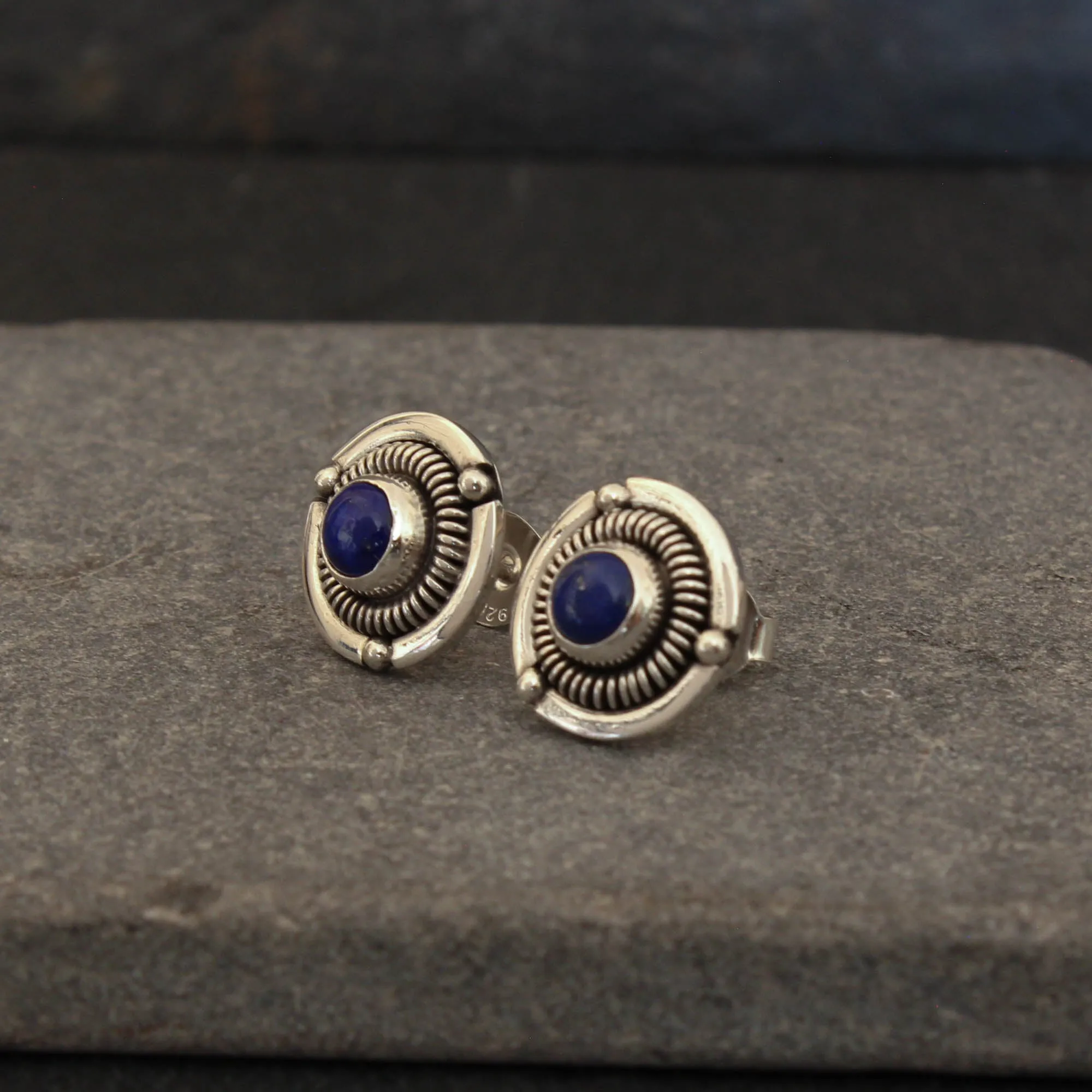 Silver Detailed Flores Stud Earrings