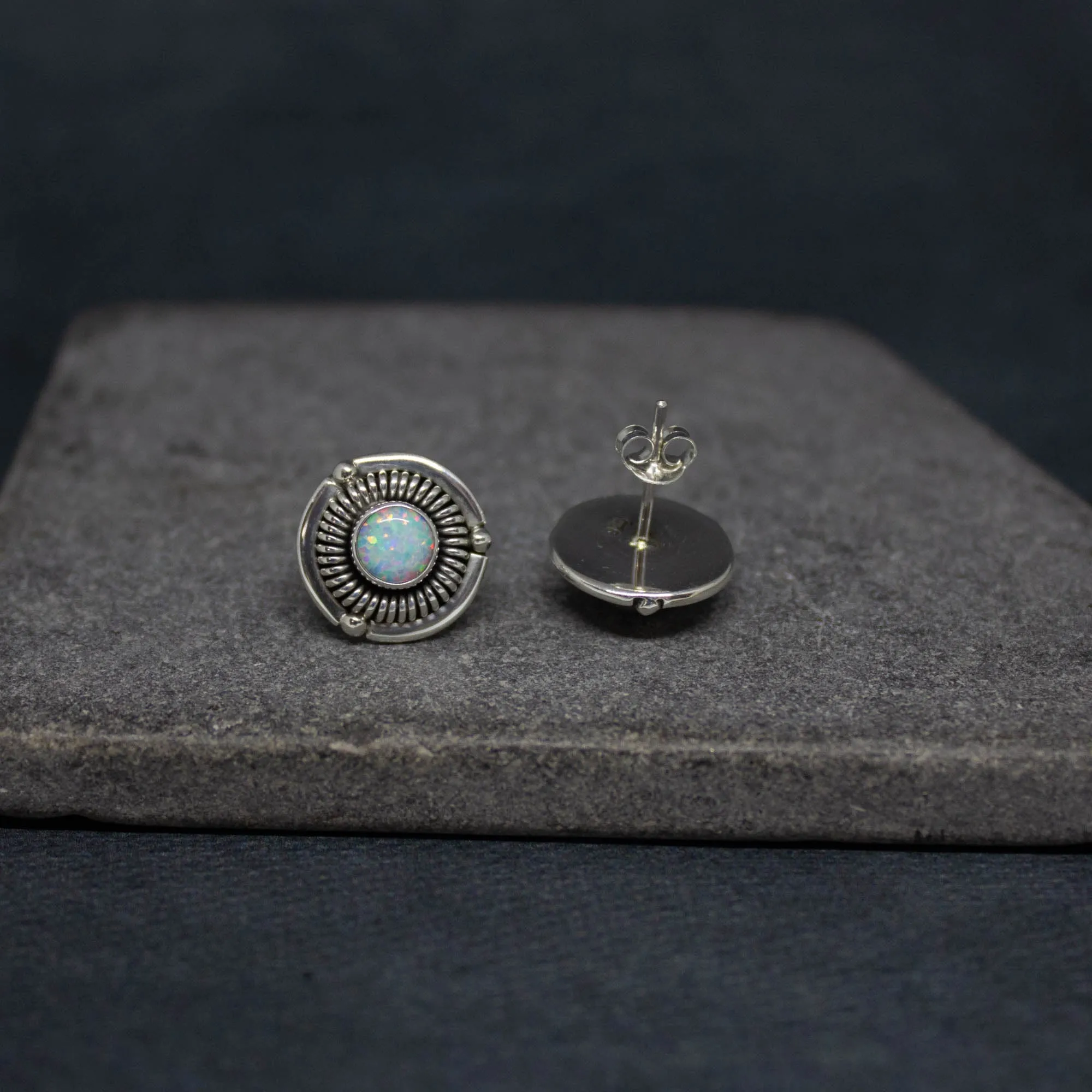 Silver Detailed Flores Stud Earrings