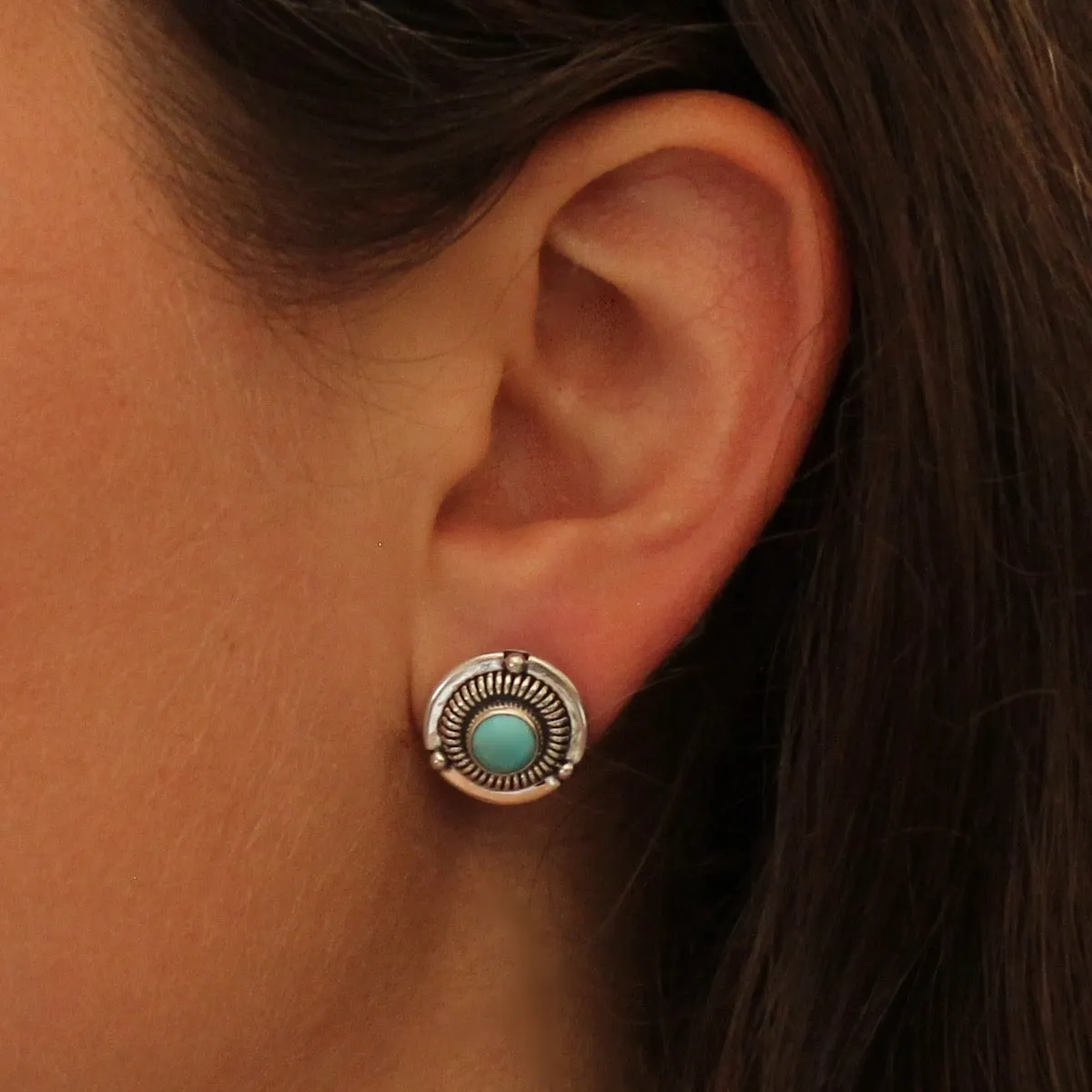Silver Detailed Flores Stud Earrings