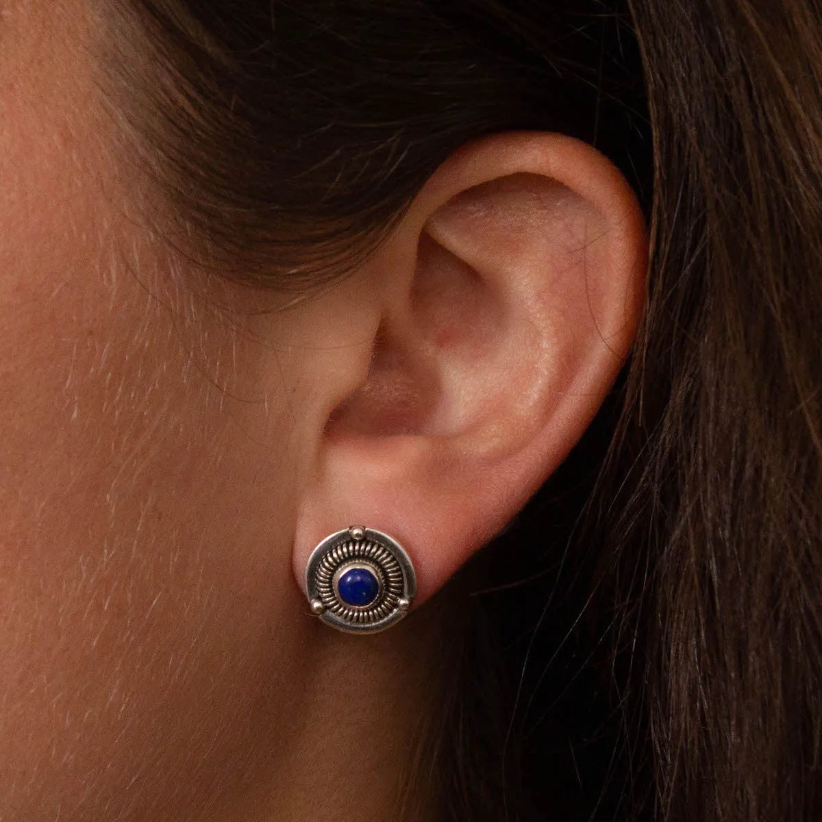 Silver Detailed Flores Stud Earrings