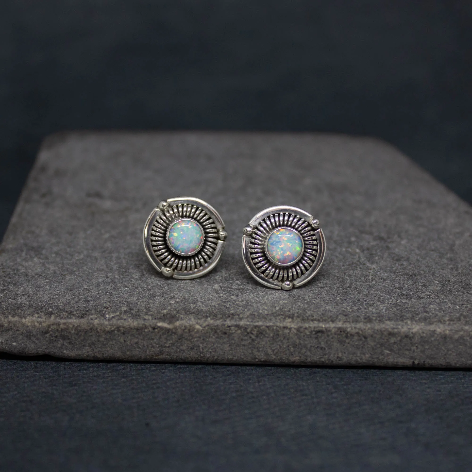 Silver Detailed Flores Stud Earrings