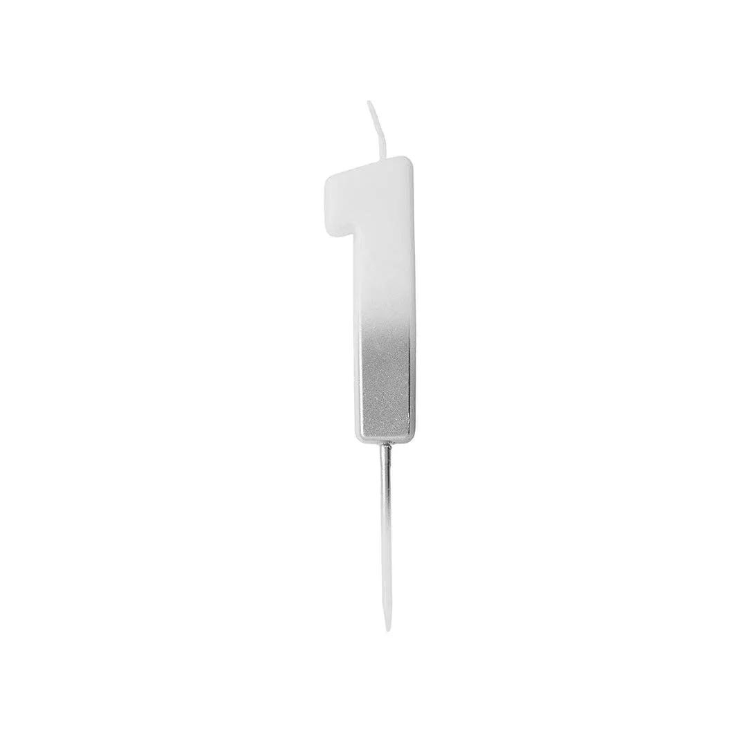 Silver Ombre Number 1 Wax Candle