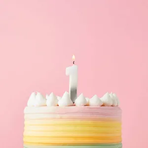 Silver Ombre Number 1 Wax Candle