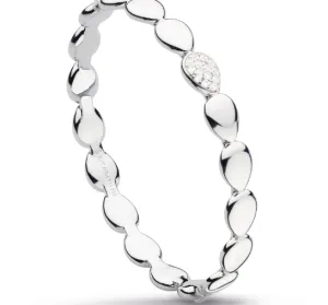 Silver Pebble Glisten Pavé Hinged Bangle