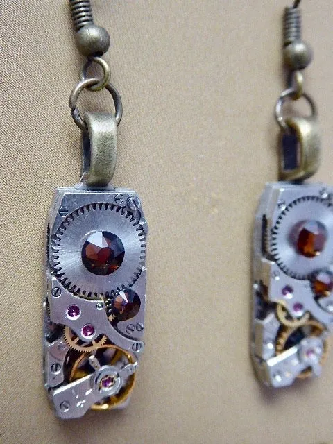 Steampunk Earrings - Watch movement jewelry -Repurposed art