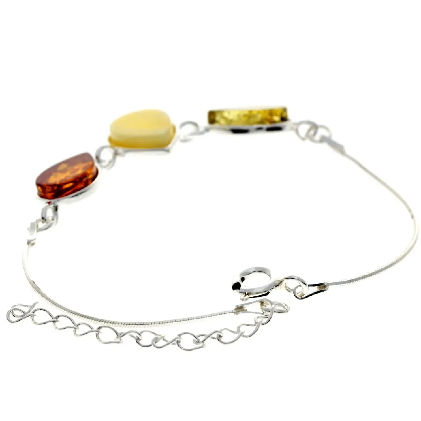 Sterling Silver 925 Sterling Silver & Baltic Amber Classic Adjustable Bracelet 20 cm