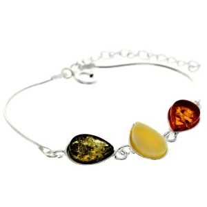 Sterling Silver 925 Sterling Silver & Baltic Amber Classic Adjustable Bracelet 20 cm